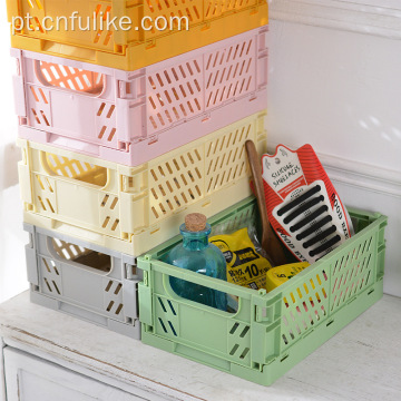 Home Desktop Stacked Organizer Folded Plastic Basket